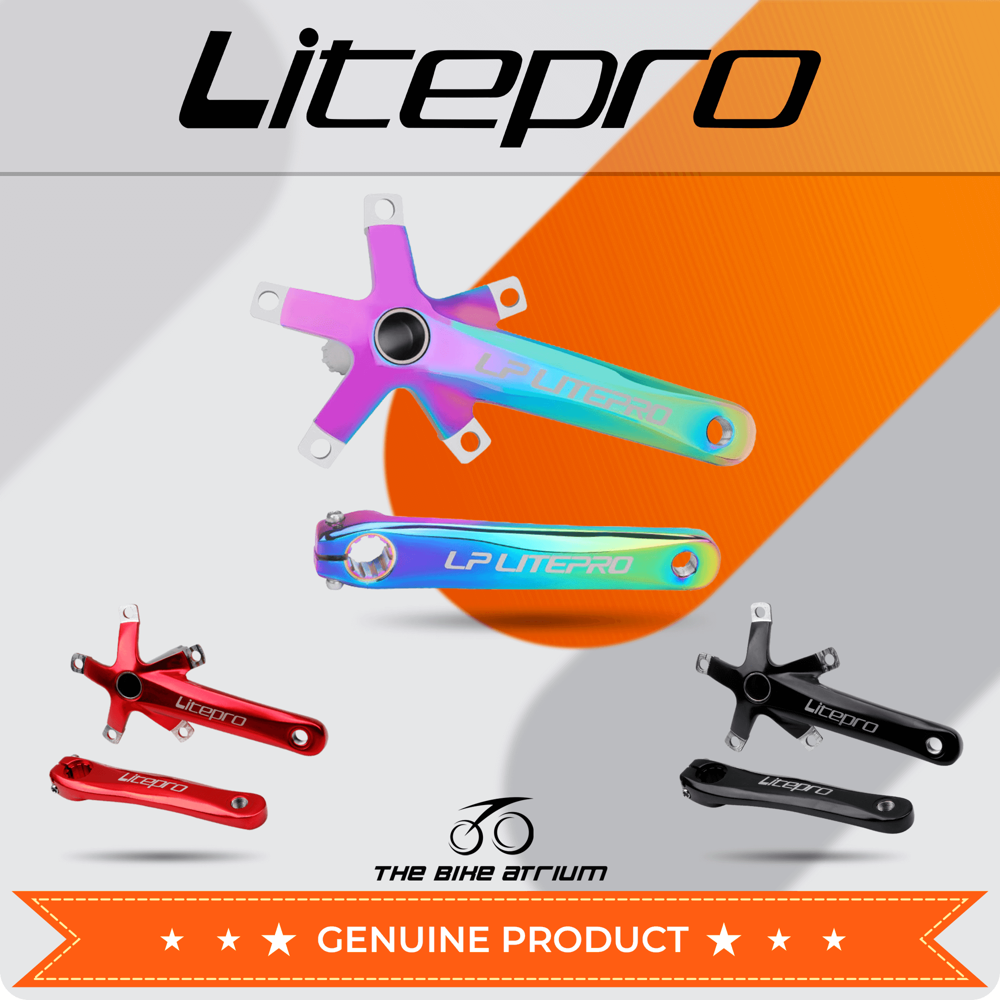 Litepro Hollow Tech Crank Set 130BCD 24mm Axle 170mm Crank Arm | For Folding Bicycle Trifold Foldable Bike